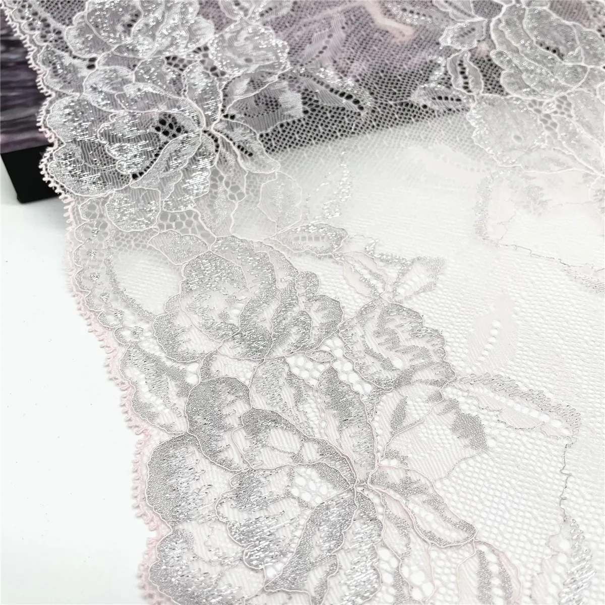 3y/lot 22cm Pink Silver Elastic Lace Trim Red Dark Purple Skirt Hem Underwear Sewing Craft DIY Apparel Fabrics Lace Wholesales 2