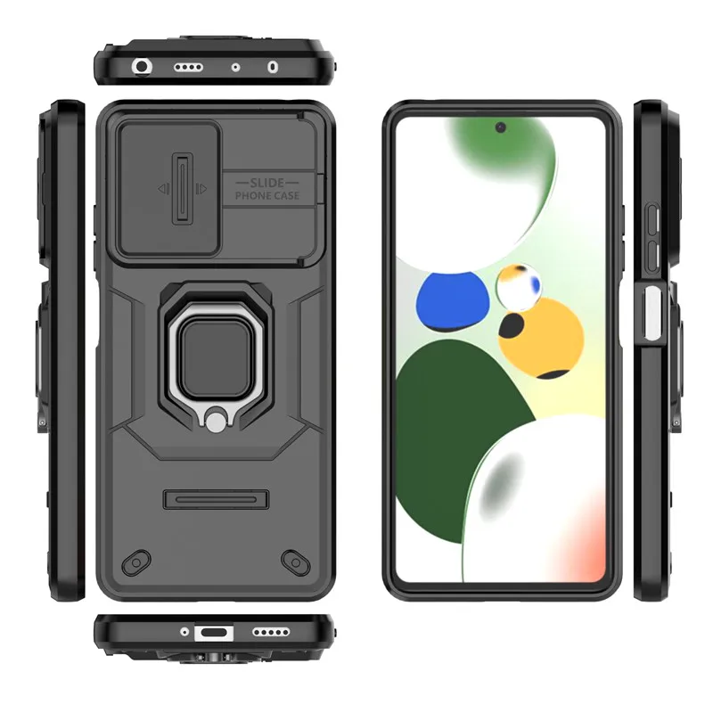 Shockproof Slide Camera Armor Phone Case - Durable PC TPU Back Cover