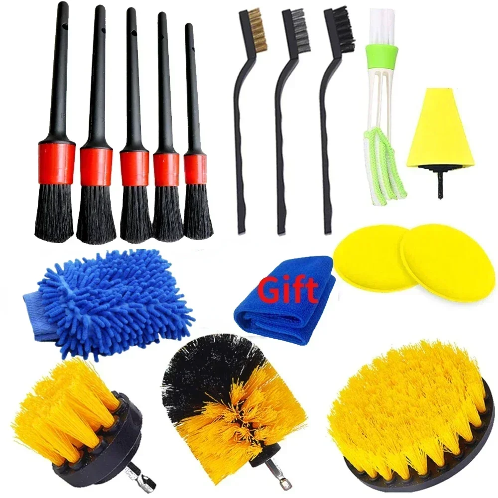 Car cleaning kit detailing brushes sponges microfiber towels vent tools