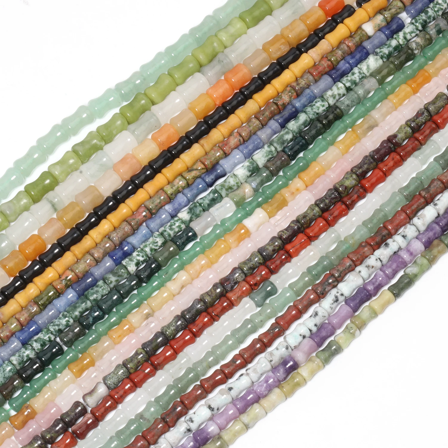 

38Style Natural Stone Multicolor Bamboo Joint Crystal Jades Agates Spacer Beads Jewelry Making DIY Earring Bracelet Accessory