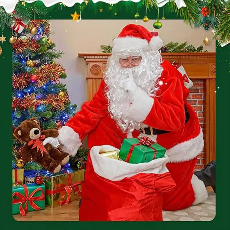 Unisex Santa Hat For Christmas Holiday Hats Christmas Classic Santa Claus Caps Unisex Claus Hat With Fake Beard For Family