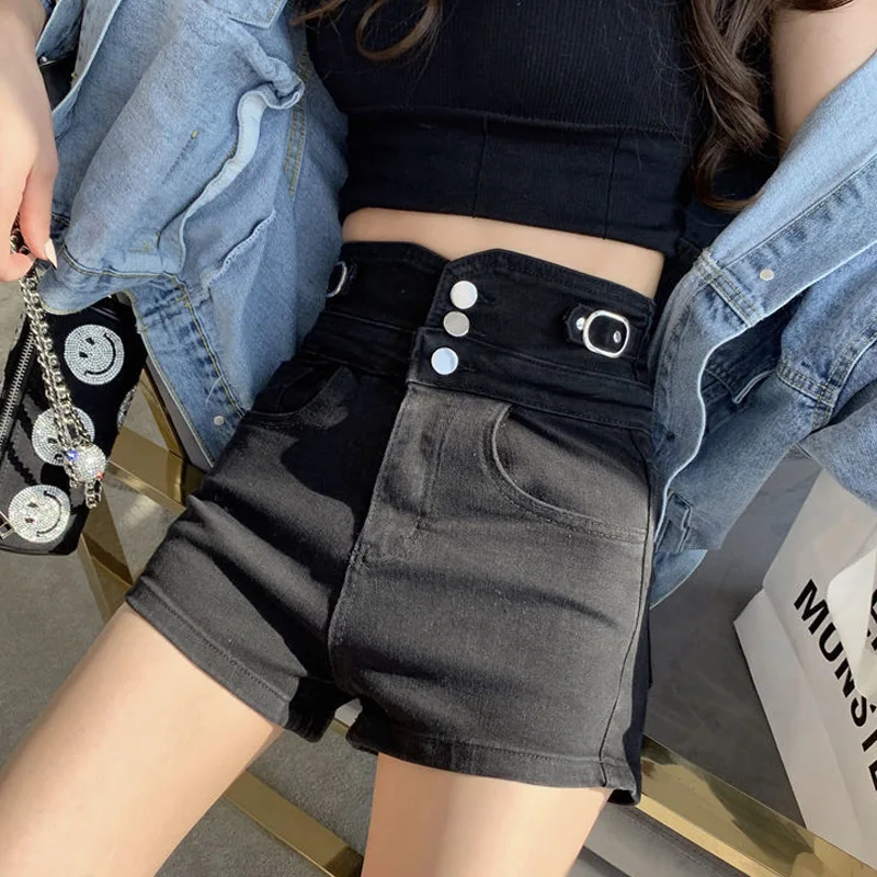 Fashion High Waist Denim Shorts Ladies Summer Versatile A-line Wide Leg Hot Pants Korean Casual Simplicity Women Clothing