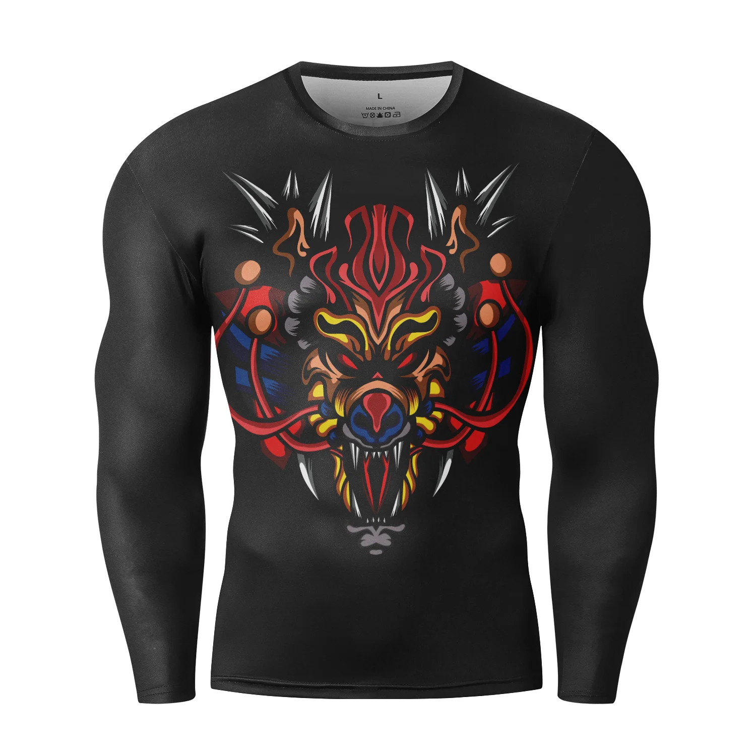 Herren-Lauf-T-Shirt, schnell trocknend, atmungsaktiv, eng, lange Ärmel, geeignet für Jiu-Jitsu, Fitnessstudio, Outdoor-Joggen