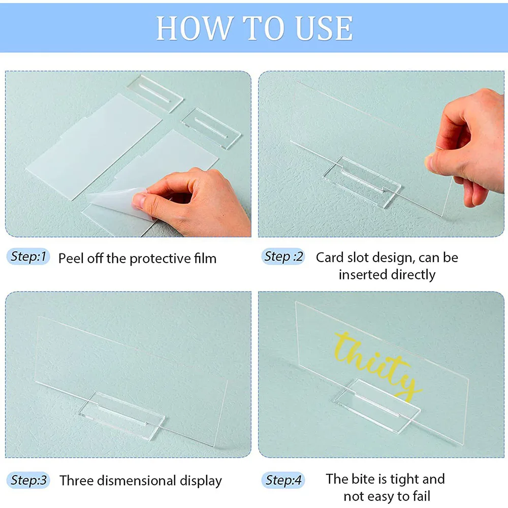 D&D 10sets Clear Place Cards with Holders Blank Rectangle Acrylic Sign Small Wedding Table Place Cards Wedding Names