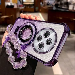 Enhanced 4C Circle Plating Stand Lanyard Phone Case - Redmi 10 Power (PURPLE)