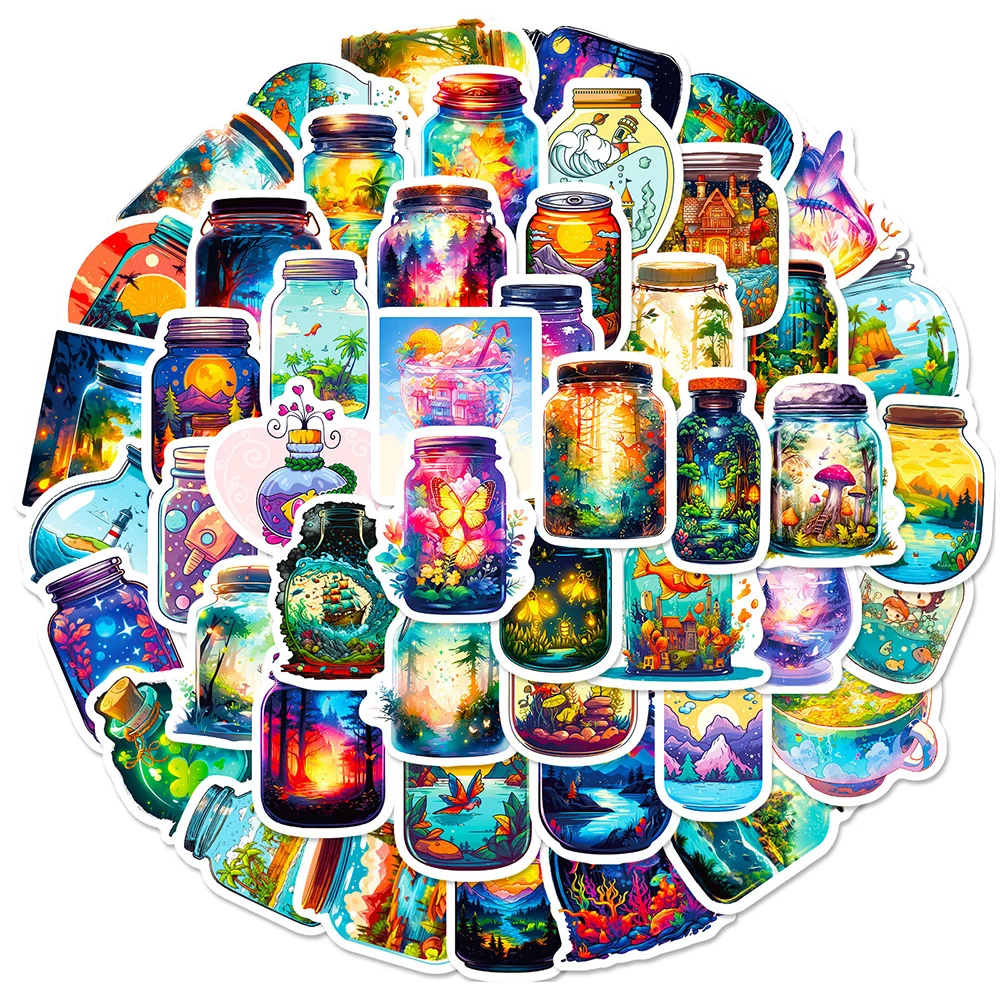 

10/30/50pcs Creatives Ins Style World Bottle Stickers Kawaii Cartoon Sticker Decorative Fridge Phone Suitcase Notebook Decal Toy