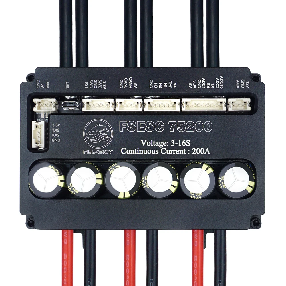 Flipsky-FSESC75200 알루미늄 방열판이 있는 Vesc 75V 고전류 200A ESC 베이스, E-포일 파이팅 로봇 서핑 보드 AGV 로봇용 