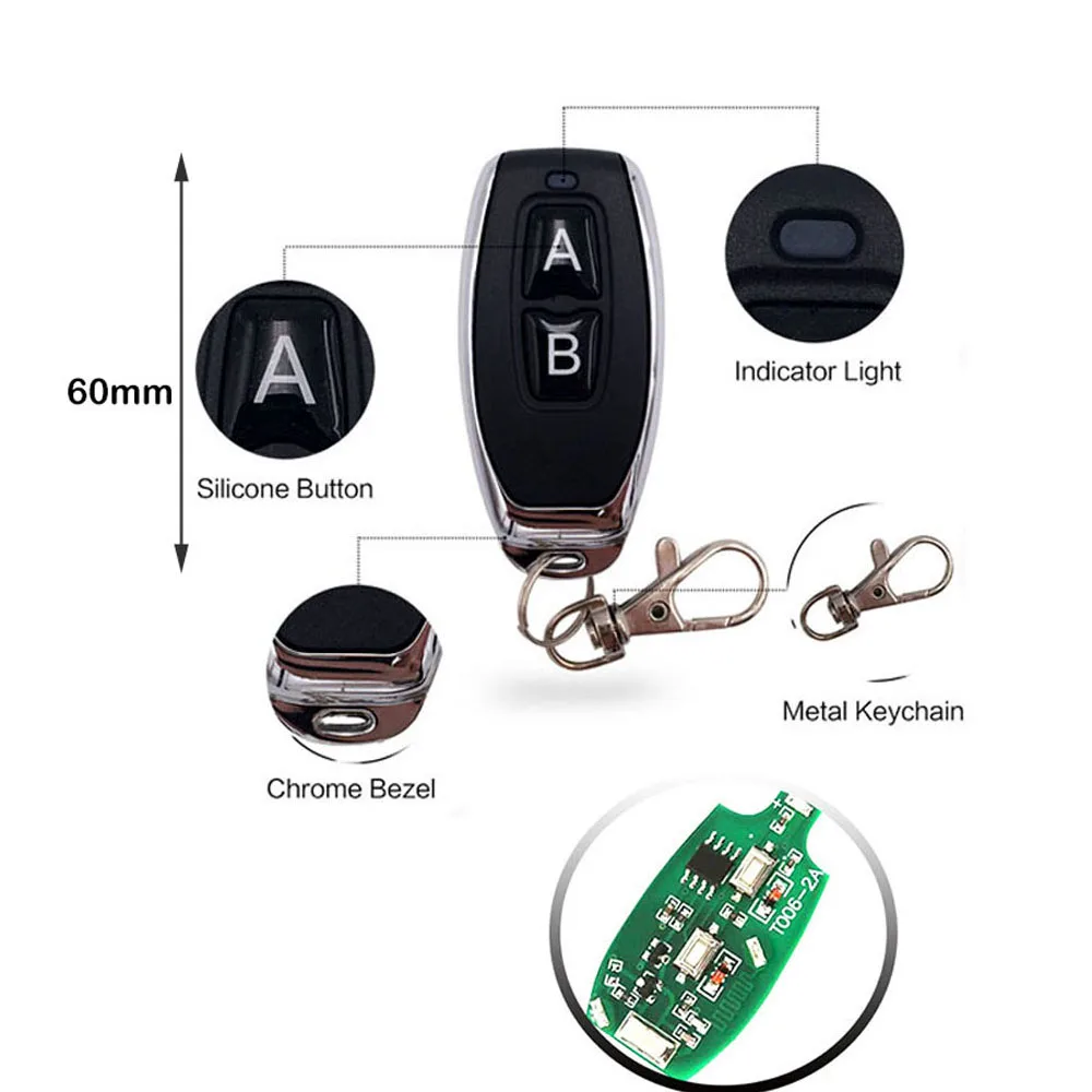 DieseRC Universal Wireless Remote Control Switch AC 110V 120V 240V 220V 10A  4 Channels RF Relay Receiver Board with 2 Transmitters for Motor Garage