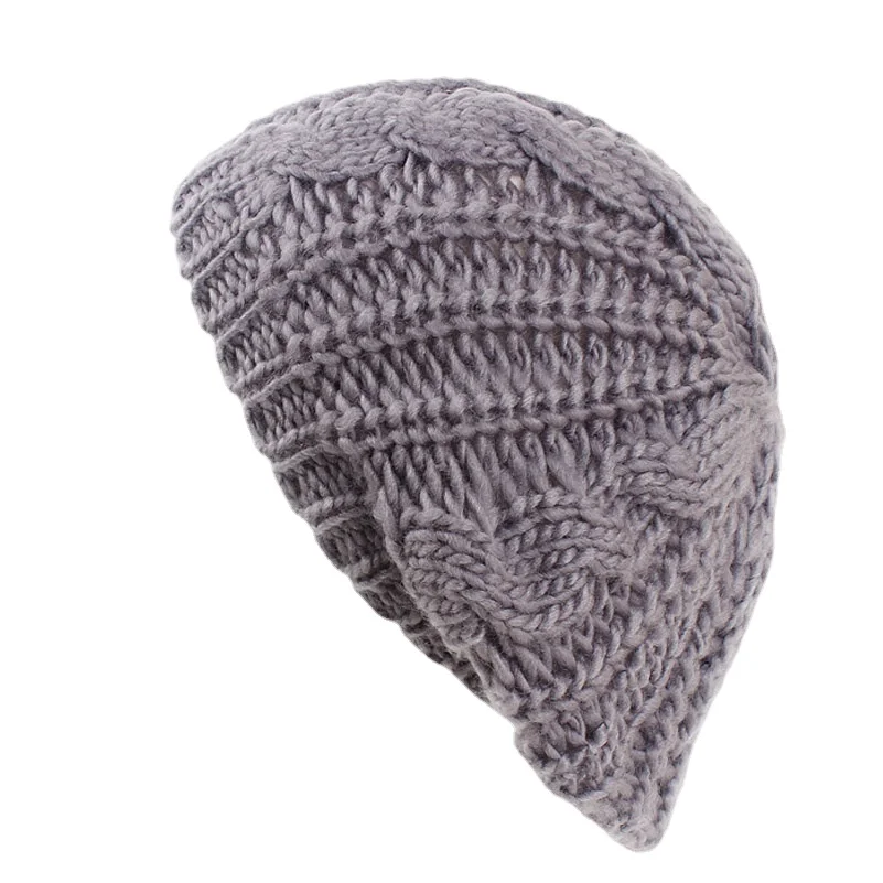 Winter  Knitted  Beanie Hat  For Women  Lady 's Twist knitting Beret   Winter  Solid  Skullies & Beanies 4