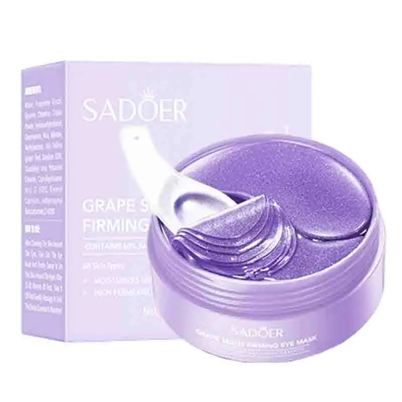 60pcs SADOER Crystal Collagen Grape Eye Mask Anti Dark Circles Moisturizing Anti-wrinkles Anti-aging Eye Patches Eyes Gel Masks