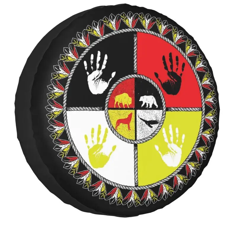Spirit Animal Medicine Wheel Spare Wheel Tire Cover For Prado Pajero Wrangler Sacred Hoop Jeep Rv Suv 4Wd 4X4 14" 15" 16" 17"