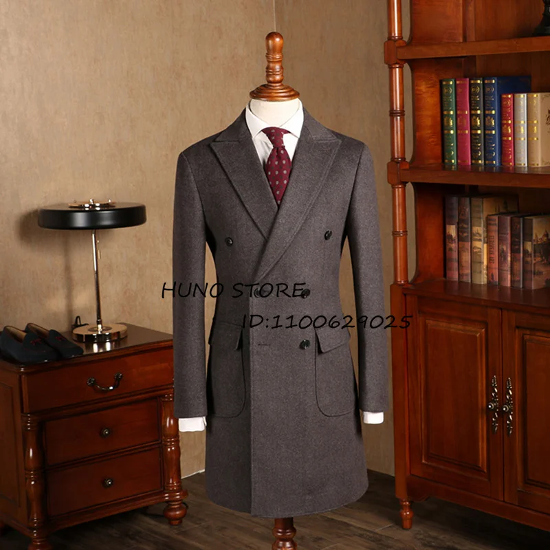 Winter Men's Wool Coat Double Breasted Lapel Dress Wedding Dinner Party Male's Slim Fit Jacket men suits jackets