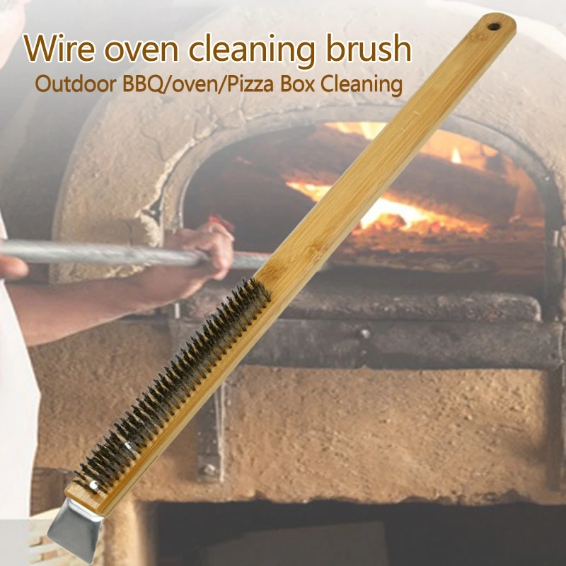Stainless Wire Pizza Stone Cleaning Brush with Scraper, Barbecue Cleaning Tool