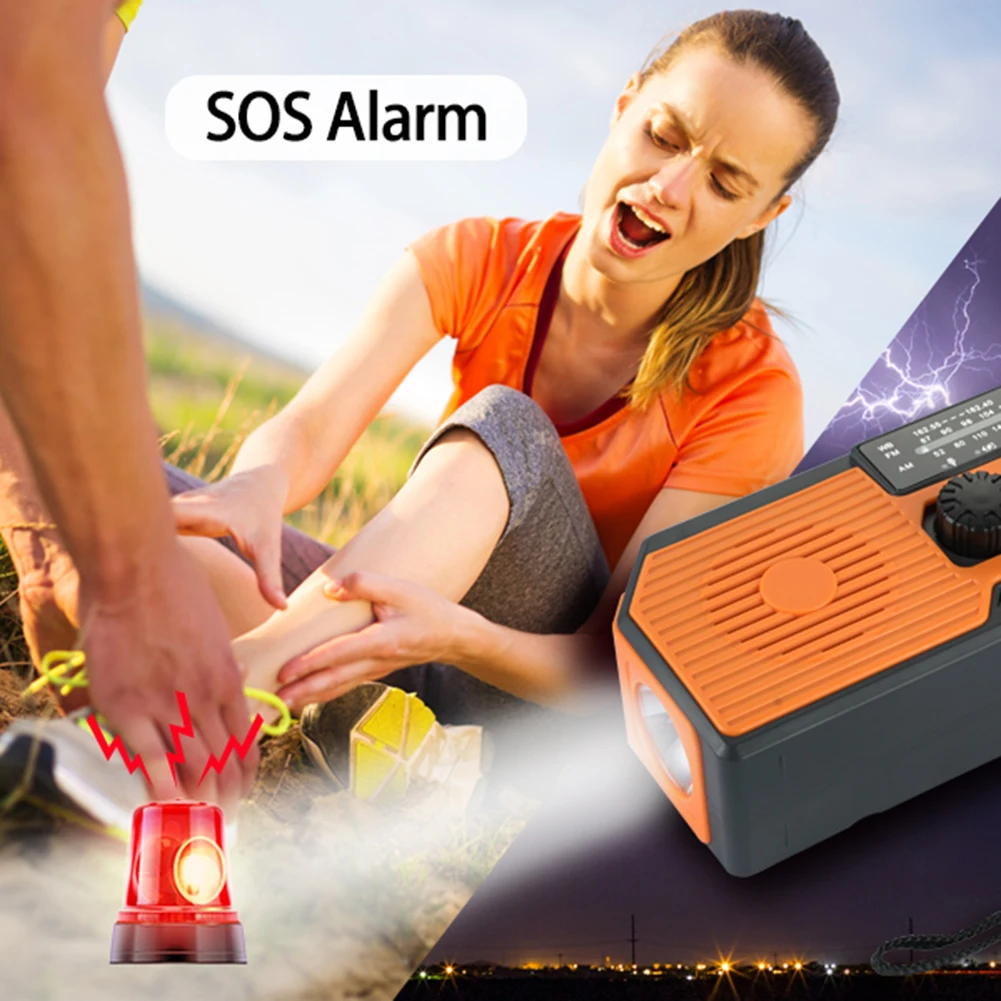 Portable Multifunctional Radio AM/FM/WB NOAA Weather LED Flashlight Power Bank for Outdoor Camping Hiking Emergency Radio