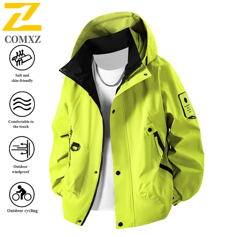 EiAO Jacket Mountain Utility  Men Women Waterproof Windproof Hooded Workwear Coat for Hiking Camping Fishing Outdoor Techwear