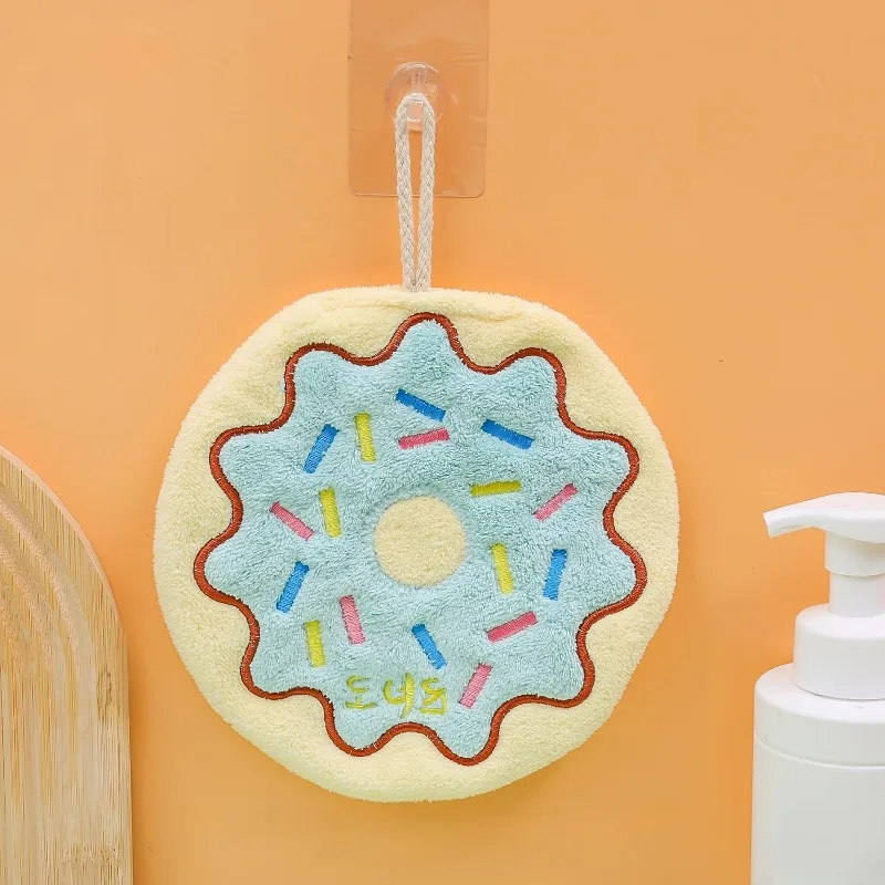 Cartoon Toast Hand Towel | Hanging Kitchen Baking Series Cloth, Thick Absorbent Bathroom Square Towel for Home Use Convenient