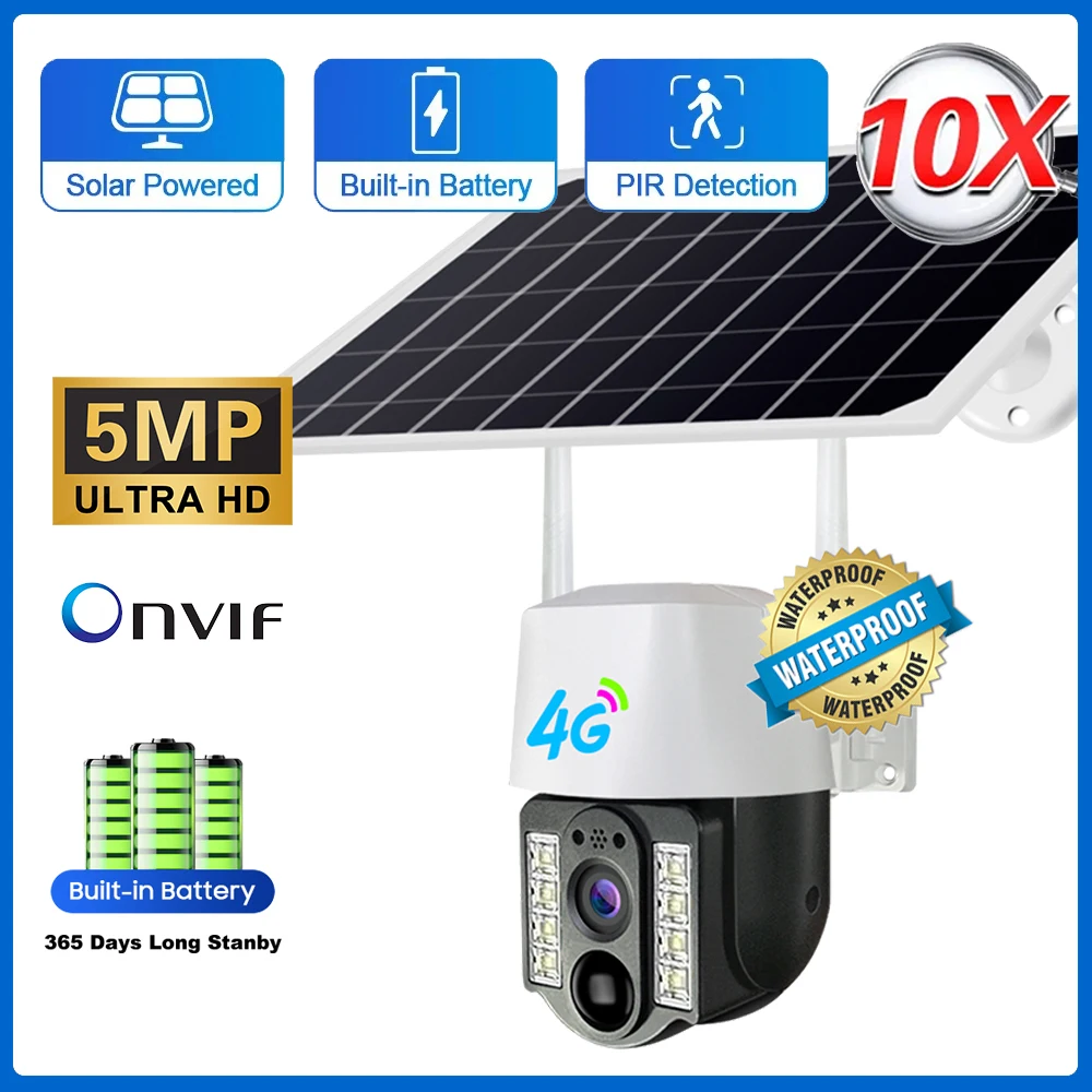 Cámara solar inalámbrica 4G SIM Cámara de seguridad solar cámara