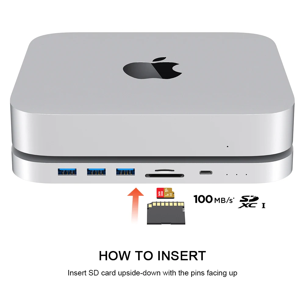 y*k様 Macmini用のUSB-CハブとSK hynix 1TBメモリ、ほぼ RayCue New M4/2024 Mac Mini Hub & Stand with NVMe/ M.2 SATA