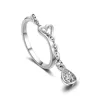 925 Sterling Silver Water Droplets Pendant ​Open Rings For Women Wedding Luxury Vintage Jewelry Wholesale Money 925 Jewellery 5