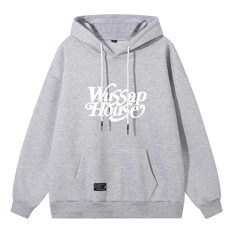 Men's Autumn Winter Pullover Hooded Solid Letter Printed Pockets Lantern Long Sleeve T-shirt Hoodies Casual Office Lady Tops