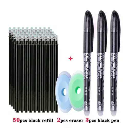 55pcs/lot Erasable Gel Pen 0.5mm Refill Rod Magic Ink Erasable Pen Washable Handle Office School Writing Tools Kawaii Stationery - Image 9