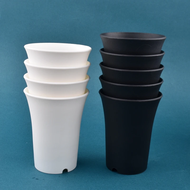 2-10Pcs Round Thickened Flowerpot Hydroponic Flower Pot Flower Pot Plant Pot Deepened Succulent Flower Nursery Pot White/Black Plant Vientiane Basin Home Garden Decoration