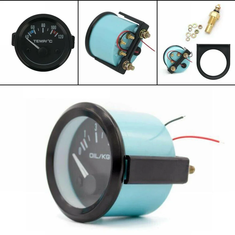 게이지 온도 게이지 정원 실내 주방 사무용품 부품 교체 1/8 NPT 12V DC 40-120 ℃   52mm