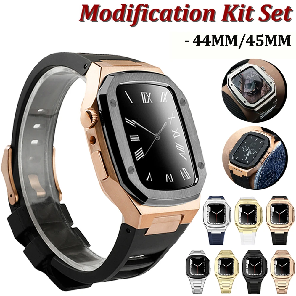 Newest Luxury Metal Case For Iwatch Series 7 44mm 45mm Modification Kit