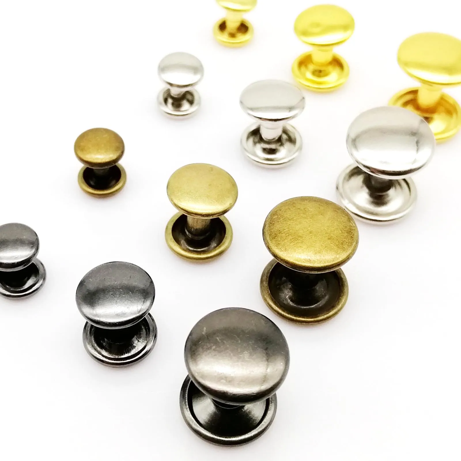 Metal Rivets 50 sets High Quality Iron Double Cap Round Rivet Spike Stud for Leather Belt Wallet Bag Clothes Decorative DIY Repair with Tool metal rivets