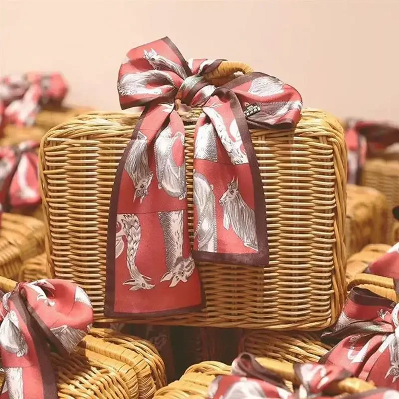 Basket Rattan Wicker Suitcase Picnic Woven Storage Vintage Box Handbag Hamper Camping Gift Bin Trunk Rustic Case Farmhouse Retro 5