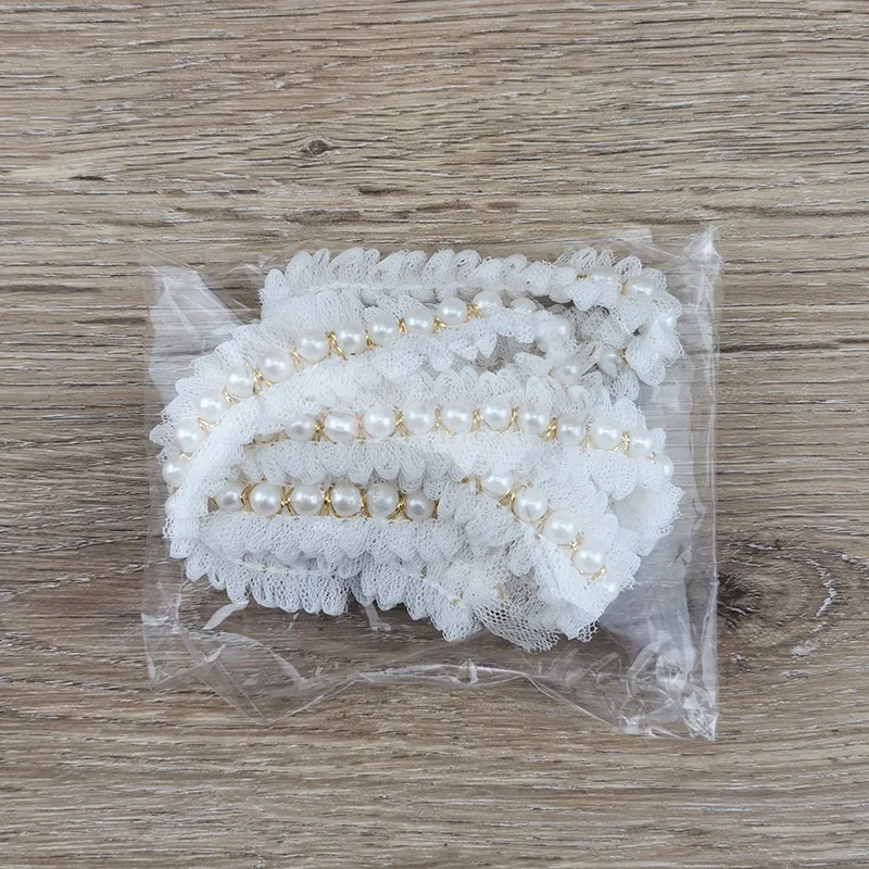 (1 Yard/Pack) 20mm Pearl Gold Line Decoration Lace Fabric Webbing Wrapping Gift Ribbons Crafts Handmade DIY
