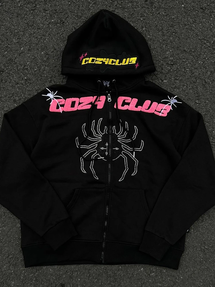 

Новинка, женский осенне-зимний Стильный тонкий свитер с рисунком паука, толстовка, повседневные топы, пальто на молнии в стиле хип-хоп