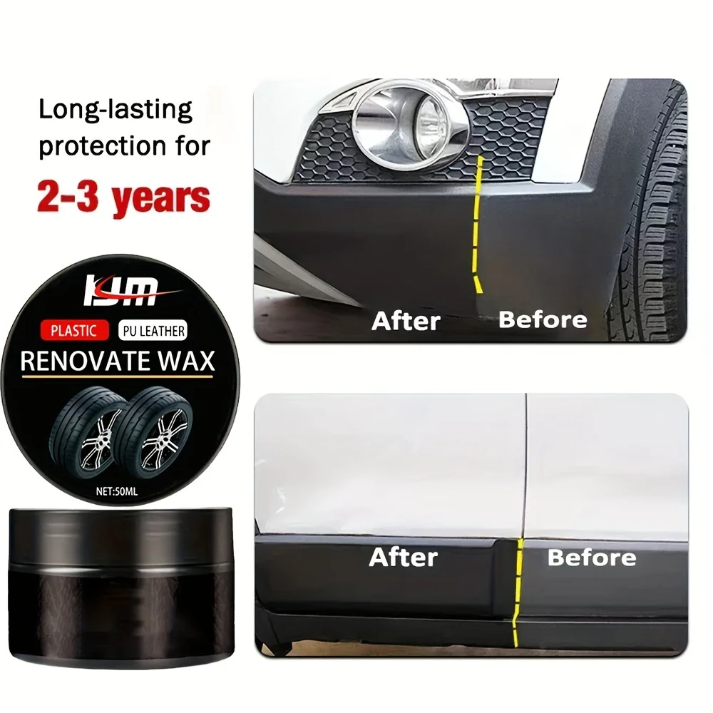 Universal Rubber Refresh Wax – Long-lasting Black Coat Repair, Leather Repair Polish, Hydrophobic Car Detail Care BEST SELLERS