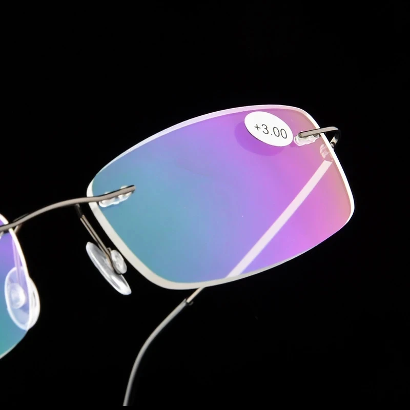 Anti Blue Flexible Ultralight Rimless Memory Titanium Reading Glasses for Men Presbyopic Eyeglasses Strength +1.0~+3.5 reading glasses