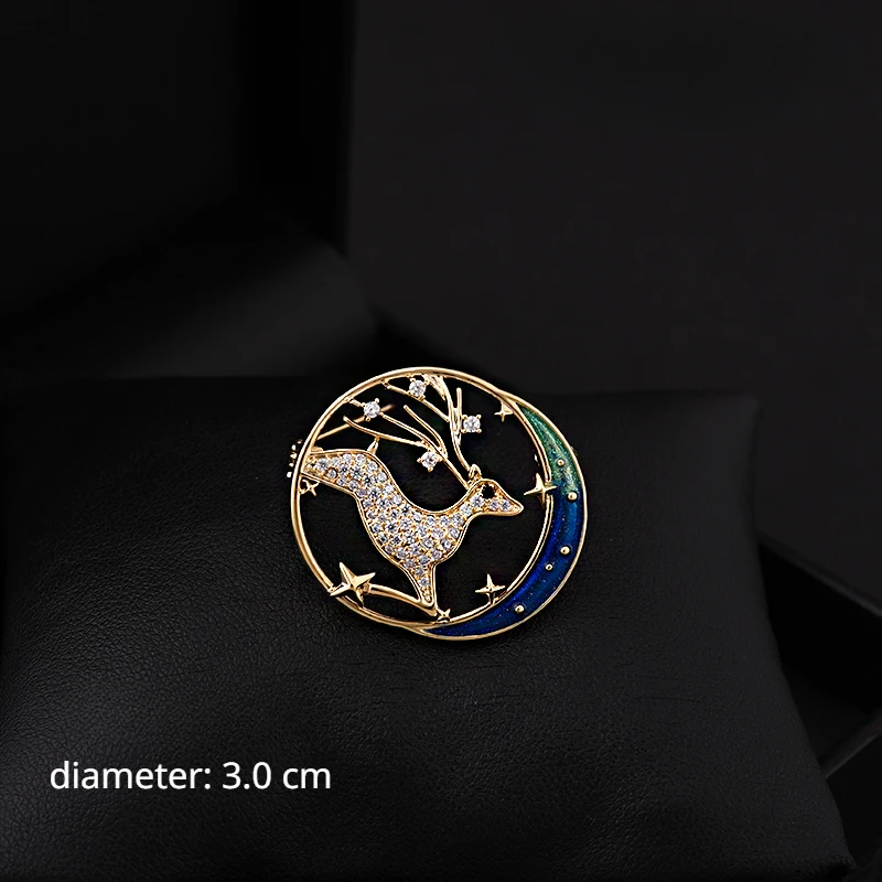 High-End Small Starry Deer Brooch Women's Suit Neckline Corsage Accessories Anti-Exposure Fixed Cardigan Collar Pin Jewelry 6074
