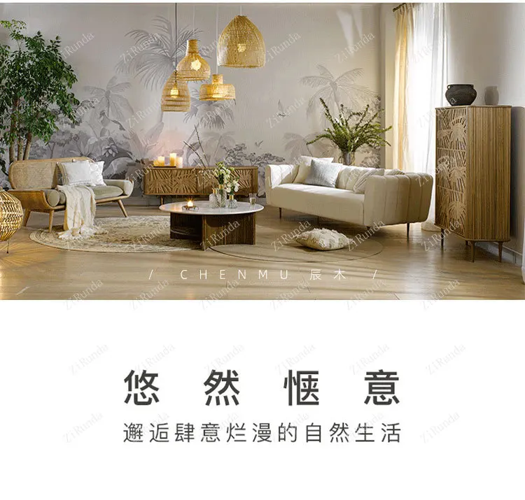 ~Y Solid wood rattan sofa chair designer Nordic ins simple living room double triple rattan chair homestay small apartment