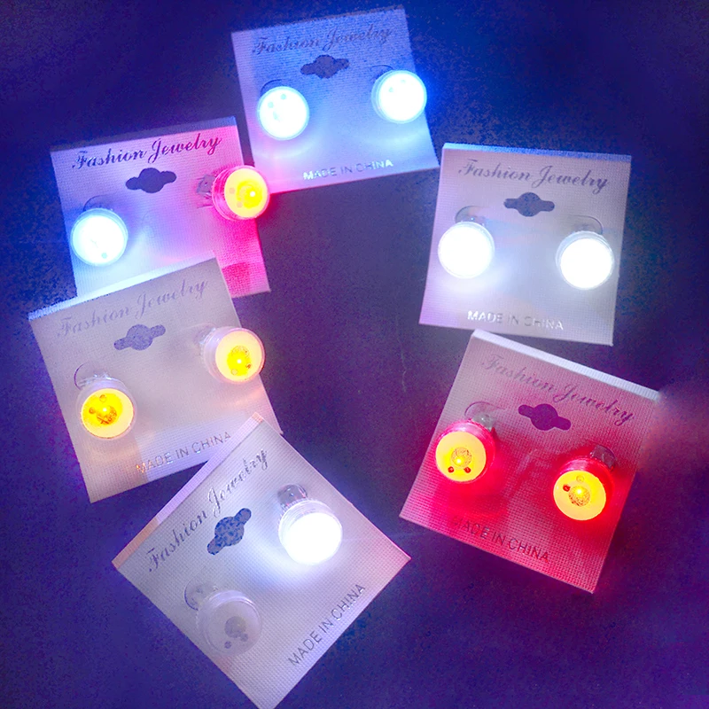 10pcs(5pairs)/lot White Flash Earrings Unisex Led Flashing Light Clip On Earring Ear Stud