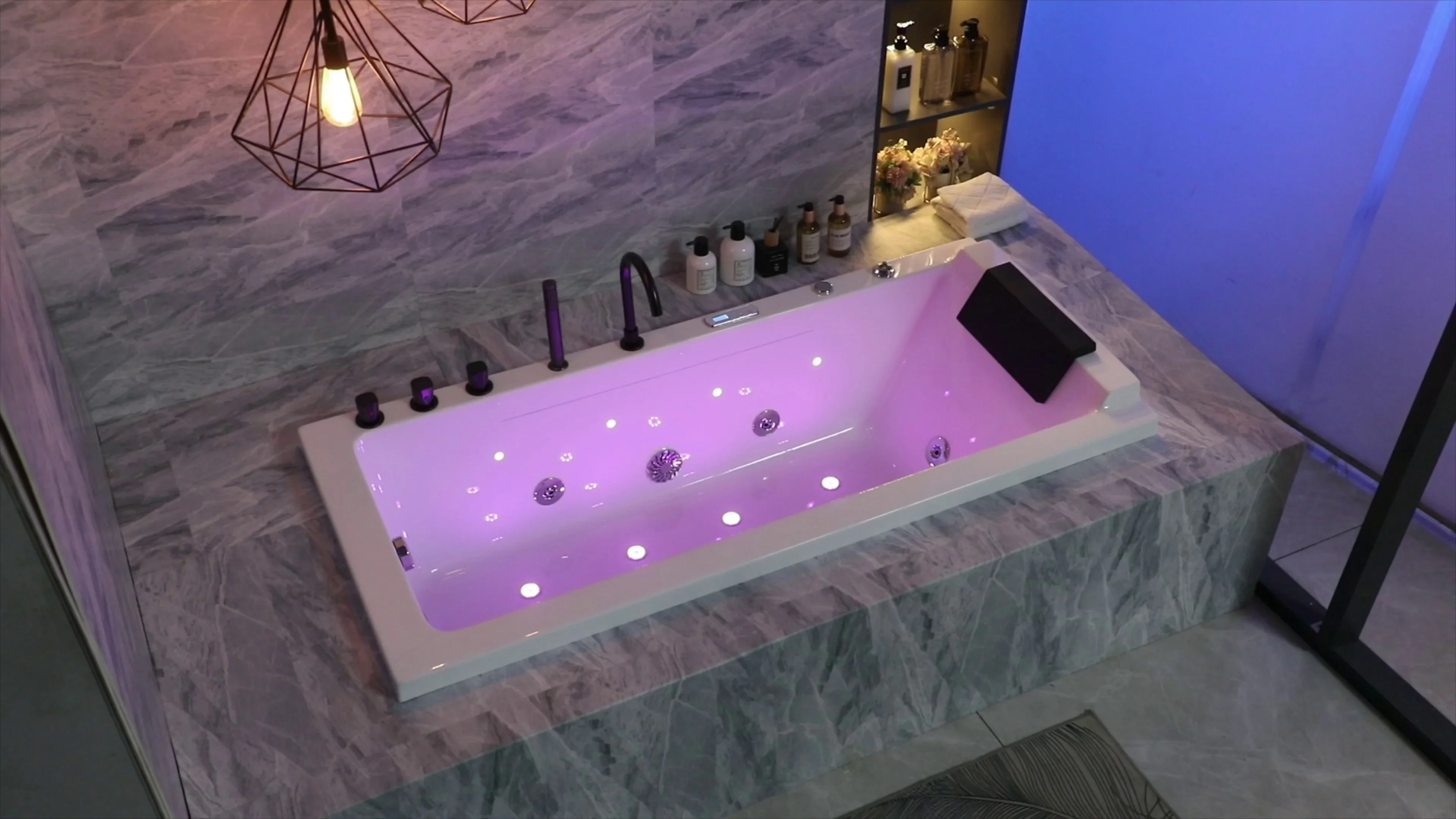 Home embedded adult surf Jacuzzi acrylic thermostatic bathtub waterfall bubble small apartment bath 4