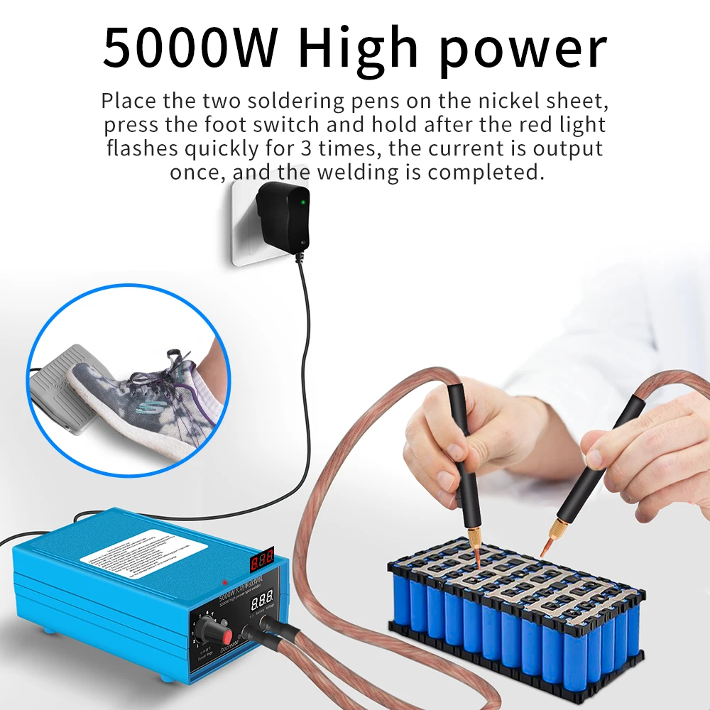 5000W Mini Spot Welder Machine DIY Kit 18650 / 26650/32650 Battery Pack Welding Tools Portable Spot Welding Machine Pen