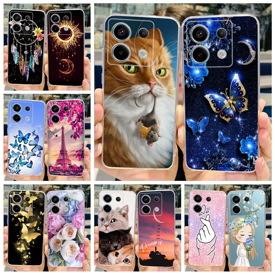 Cute Cat Butterfly Painted Soft Silicone Phone Case