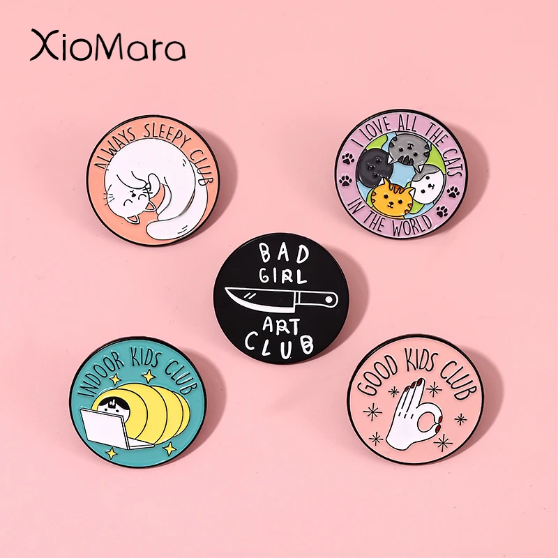 Indoor Kids Sleeping Club Enamel Pins Custom Good Kids Bad Girl Art Club  Brooch Lapel Badges Animal Jewelry Gift For Kids Friend - AliExpress