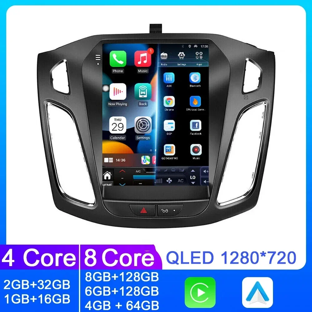 

Вертикальный экран 9,7 дюйма, 8 + 256 ГГц, Android 13, для Ford Focus 3 Mk 3 2011-2019, автомагнитола, стерео, мультимедийный видеоплеер Carplay