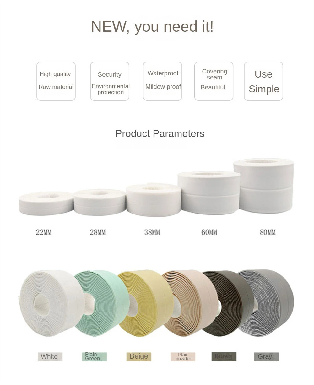 Description Picture 6 of itemPVC Waterproof Wall Sticker Self-adhesive Sink Stove Crack Strip Kitchen Bathroom Bathtub Corner Sealant Strip New Style