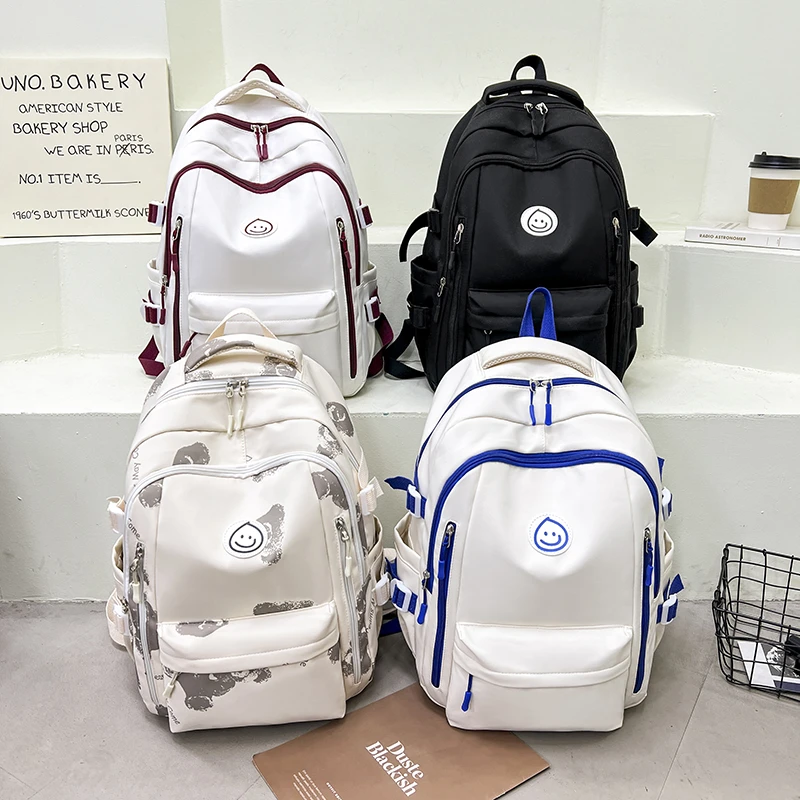 Mochila Kawaii Impermeable Con Accesorios De Alfiler - Capacidad Grande, Color Púrpura, Ideal Para Viajes Y Uso Diario