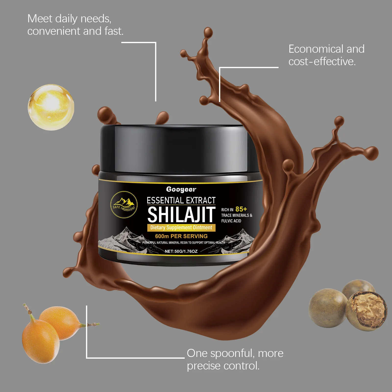 Essential Extract SHILAJIT Resin 50-250g Pure Himalayan 600M Trace 85+ Mineral Fulvic Acid Optinal Health Body Energy