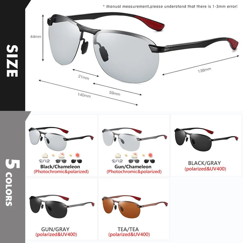 SUNGAIT Polarisierte Sonnenbrille Herren - Al-Mg Randlos Sport Autofahren
