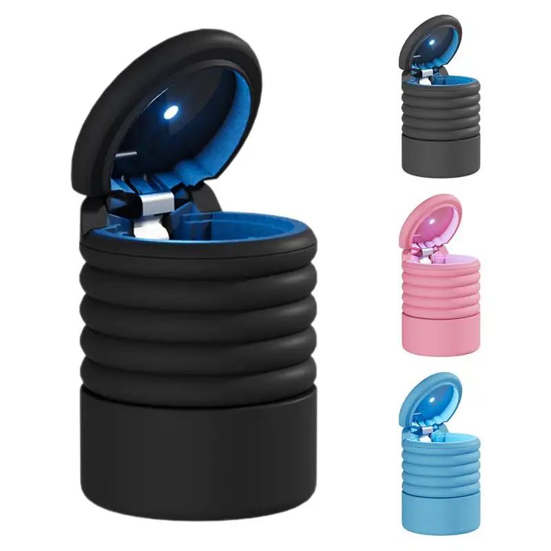 

Foldable Car Garbage Can Silicone Waste Bin with Lid Creative Storage Box Washable Small Garbage Box removable car accessories