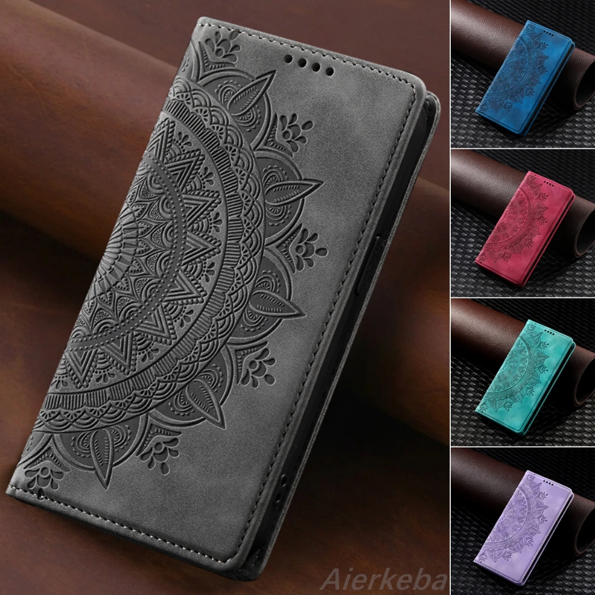 Premium Magnetic Flip Leather Wallet Phone Case with Card Holder and Book Cover Design