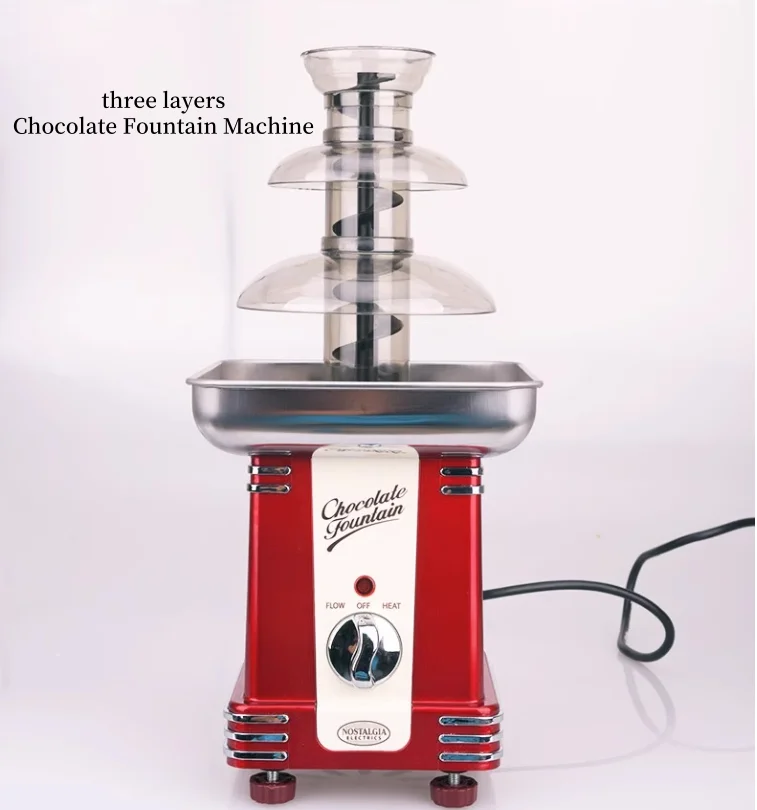 220V 3 Levels Electric Chocolate Fountain Party Machine for Home and Commercial Use with Melting Tower and Mixing Mechanism