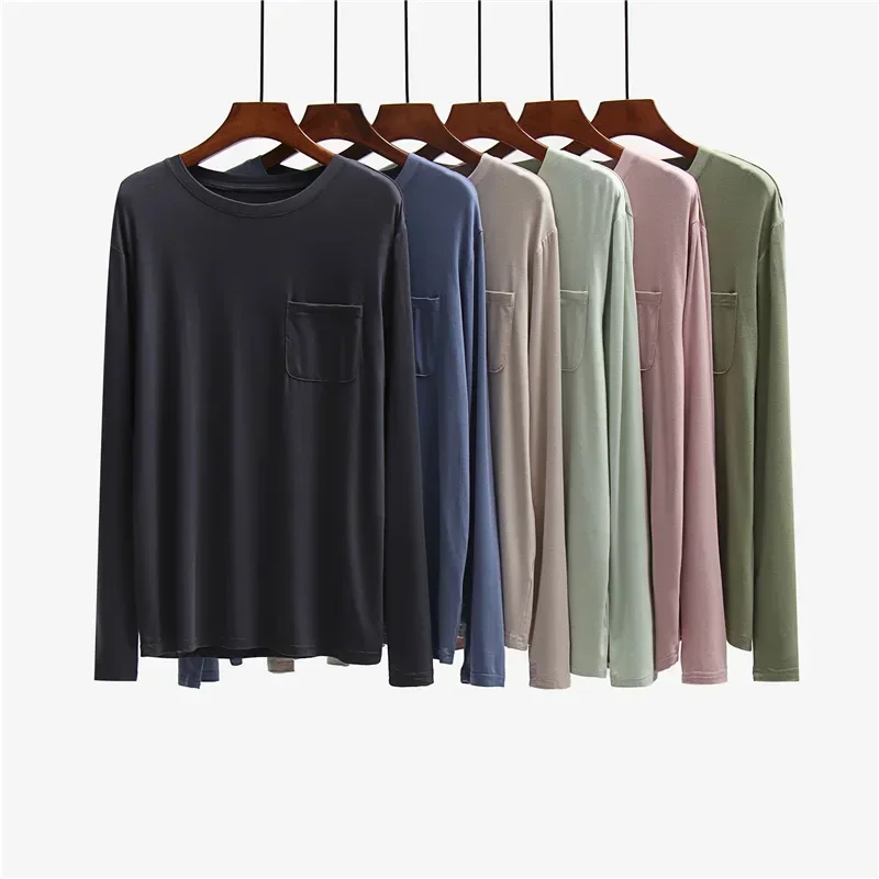 Mens pajamas Modal Men's Long Sleeved Tshirt Pajamas Skin Friendly Breathable Loose Size Men's Home Clothing Thin Pijama Hombre Sleepwear